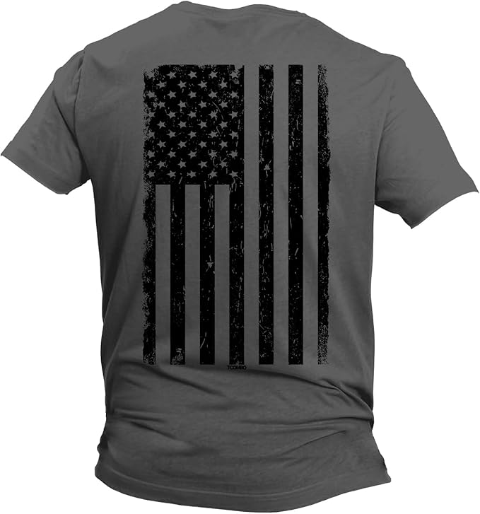 Show Your Patriotism in Style: The Distressed Black USA Flag T-Shirt for Men